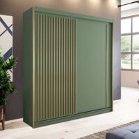 Modern Green Sliding Wardrobe with Custom Storage, Available in 150cm, 203cm & 250cm - Green203cm