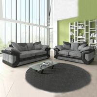 Orion Fabric Corner and 3 + 2 Sofa Set in Black/Grey or Beige/Brown - Black and Grey 3 + 2