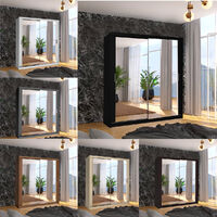 Macka Modern Sliding Mirror Door Wardrobe 180cm-Black