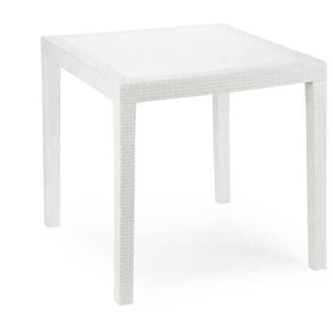 Tavolo bianco effetto rattan in polipropilene 79x79x72 cm