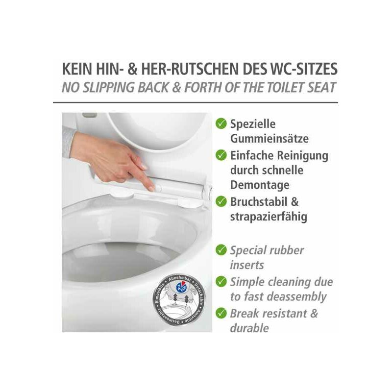 WENKO Abattant WC avec frein de chute Premium Kos, abattant WC clipsable  avec fixation inox, Thermoplastique, 37x44 cm, Noir - Cdiscount Bricolage
