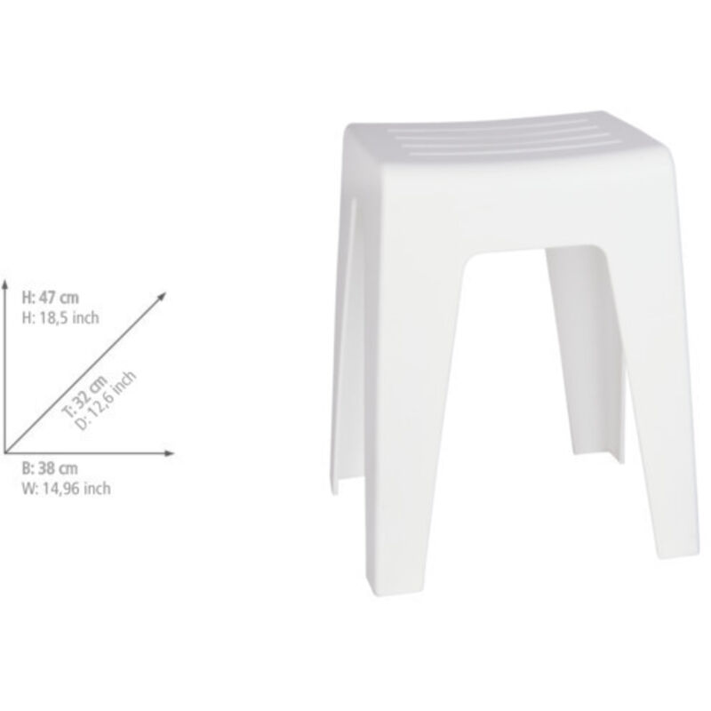 WENKO Tabouret De Salle De Bain Kumba - Plastique Noir - Supporte 120 Kg - 38x47x32 Cm