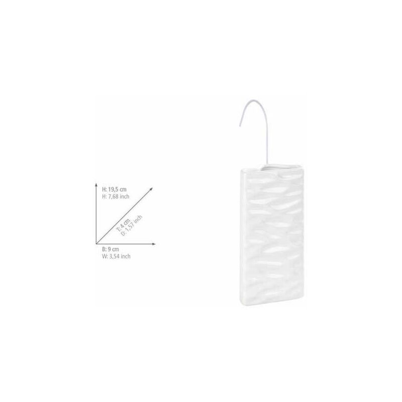 WENKO Saturateur radiateur Vagues, humidificateur d'air à suspendre avec  crochet inclus, céramique, 9x19,5x4 cm, blanc
