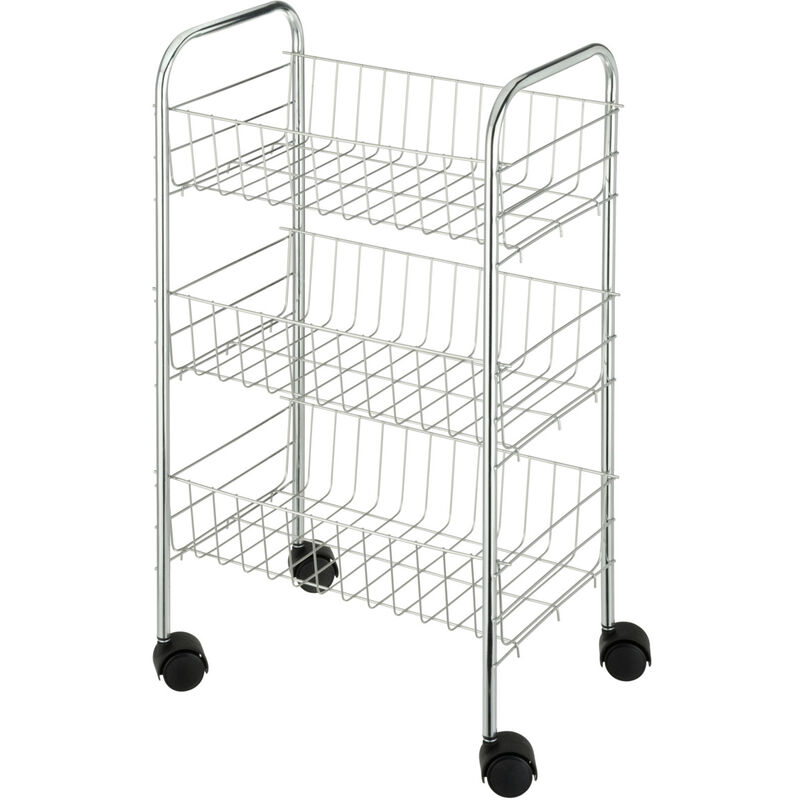 Chariot Salle De Bain Wenko Exclusiv 3 Étagères - Chromé Acier - Rangement Pratique 41x75x32 Cm