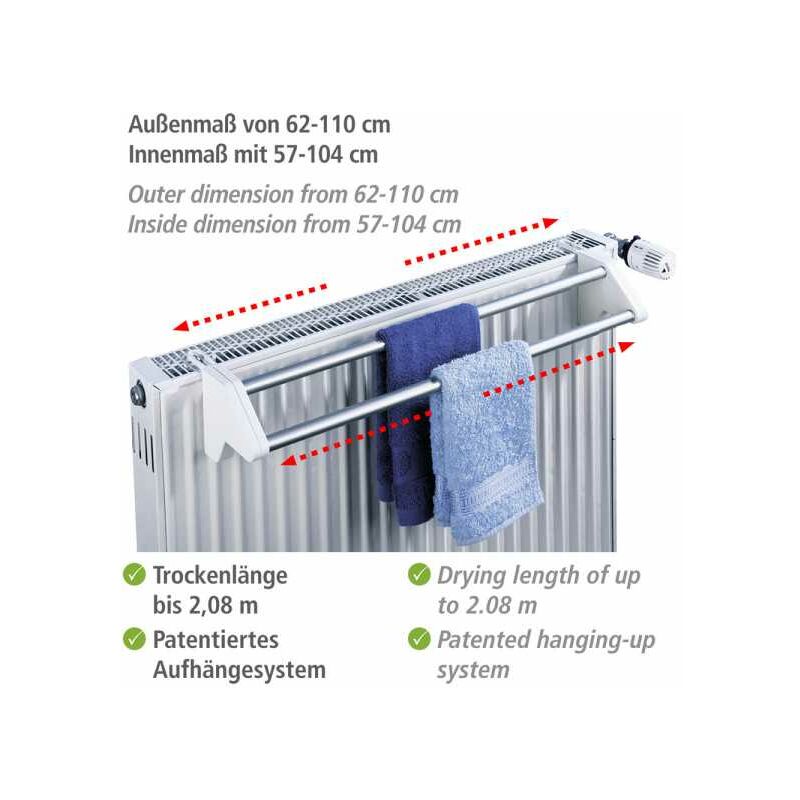 WENKO Sèche-linge radiateur standard extensible en aluminium 62