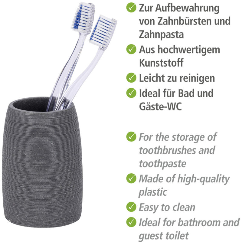 WENKO Brosse WC Goa Neo, brosse WC silicone, brosse WC noire, Polyrésine  aspect pierre naturelle, Ø 9x37 cm, Anthracite