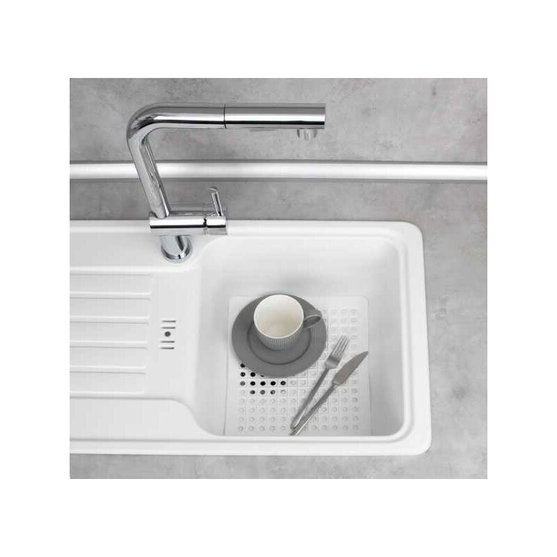 Protecteur d'évier de cuisine pour le fond, évier de bol en acier  inoxydable ou en porcelaine, silicone gris antidérapant résistant à la  chaleur
