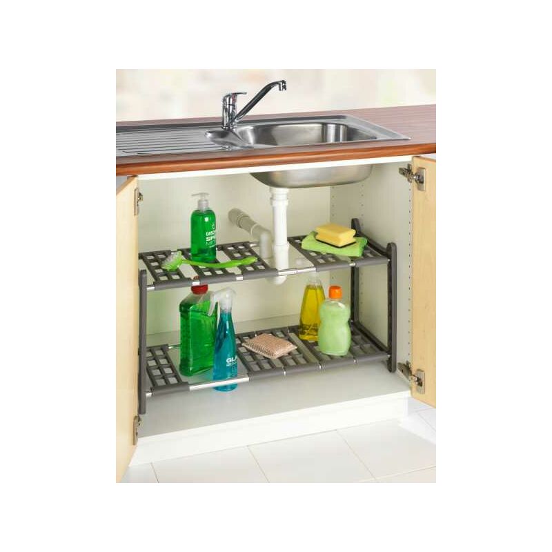 WENKO Demi étagère télescopique, étagère pour un rangement optimisé des  placards de cuisine, Fer - Plastique, L30-54xH15 cm, Blanc - Cdiscount  Maison