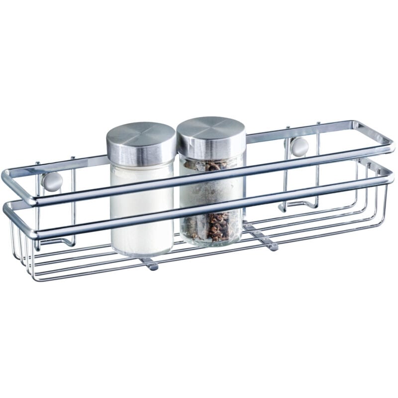 WENKO Étagère murale cuisine Premium, Etagère murale cuisine fixation sans  perçage possible avec adaptateur Loc, Acier - Bambou, 25x12x5,5 cm, Argent  - Marron