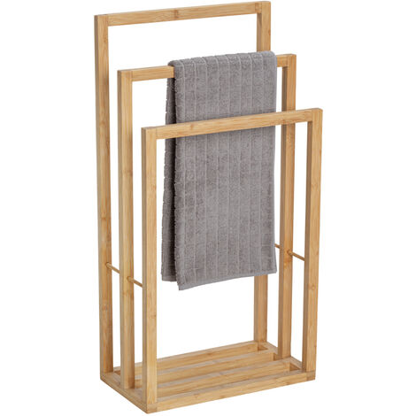 Porte-serviettes En Bambou Andrea House - 18 X 18 X 6 Cm, Format Carré Avec Couvercle, Rangement Salle De Bain Naturel