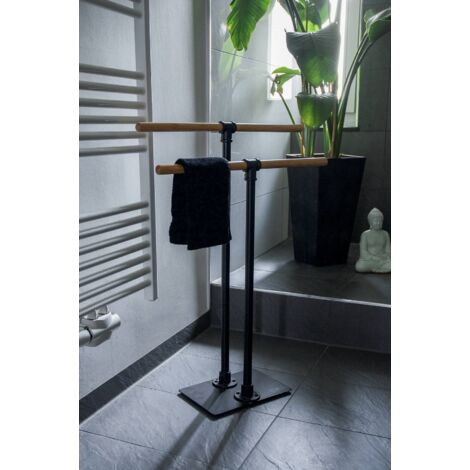 Porte-Serviettes Sur Pied 5 Niveaux – Design Animaux Noir – Organisateur Salle De Bain Moderne
