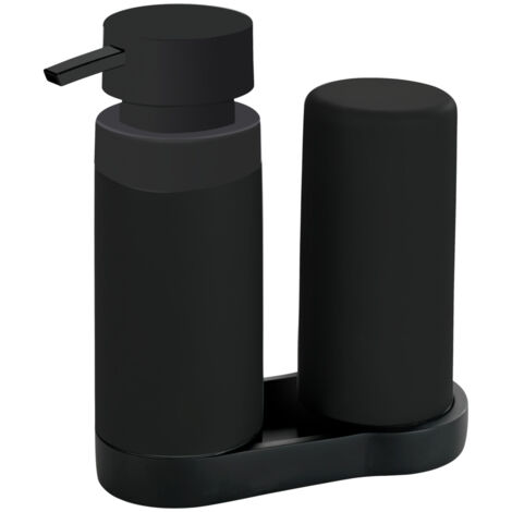 Wenko – Distributeur de savon 250 ml – Design noir élégant – Silicone anti-fuite – Pour cuisine et salle de bain – Pompe extra-large