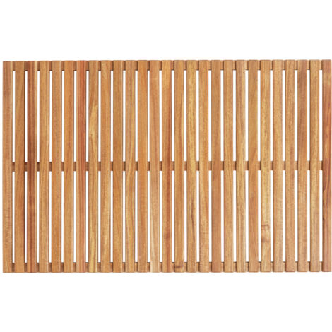 Wenko – Caillebotis de baignoire antidérapant 55x85cm – Bois d'acacia certifié FSC® – Pour douche, piscine et sauna – Drainage efficace