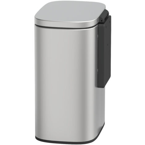 Wenko – Poubelle murale 5L en inox mat – Technologie anti-traces – Système Easy Close – Fixation Turbo-Loc pour montage sans perçage