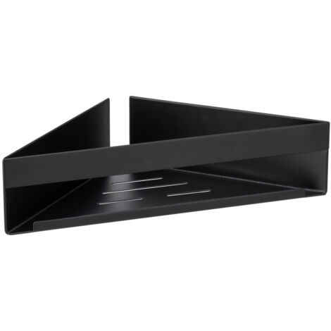 Tablette d'Angle Turbo-Loc® Genova Black, WENKO, Fixation Murale Innovante, Inox Laqué Mat, 36x8x17 cm, Noir