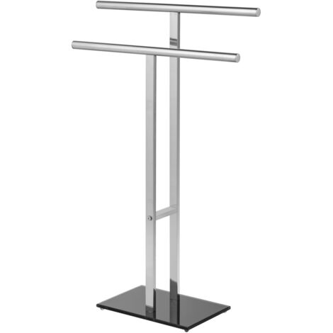 Porte Serviette Sur Pied Ravina Inox Brillant, Porte Serviette Salle De Bain Avec Socle En Verre, 48x80x20cm | 24076800 - 5