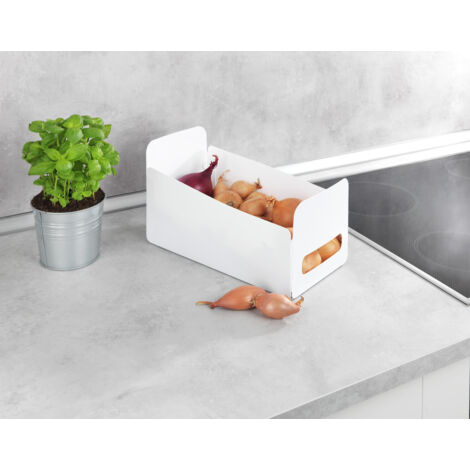 Organisateur WENKO 6 boîtes pliables blanches 15 x 18 x 30 cm en plastique boîte de rangement cuisine idéale pour fruits légumes et accessoires de cuisine organiseur de tiroir et placard pliable (1/5)