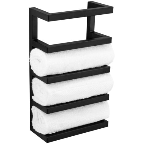 Wenko – Porte-serviettes mural en acier laqué noir – Capacité 4 serviettes – Dimensions 24x42x12 cm – Installation facile avec matériel inclus (1/6)