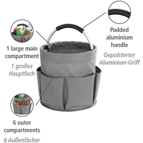 Organisateur Portable Caddy Gris 38x32x15 Cm – Panier Multi-Usages Nettoyage, Jardin, Chevaux