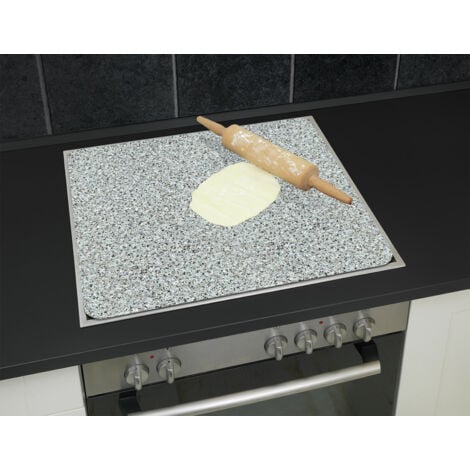 Protection plaques cuisson en verre trempé "Granit" WENKO, Lot de 2, 3en1, couvre plaque, planche à découper, extension plan de travail , 30 x 52 cm, Gris