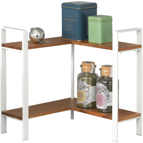 Etagère WENKO Louisa 2 étagères blanc métal rangement cuisine étagère d’angle cuisine organisateur cuisine support d’angle cuisine pour plan de travail pratique et polyvalent 30x33x30 cm