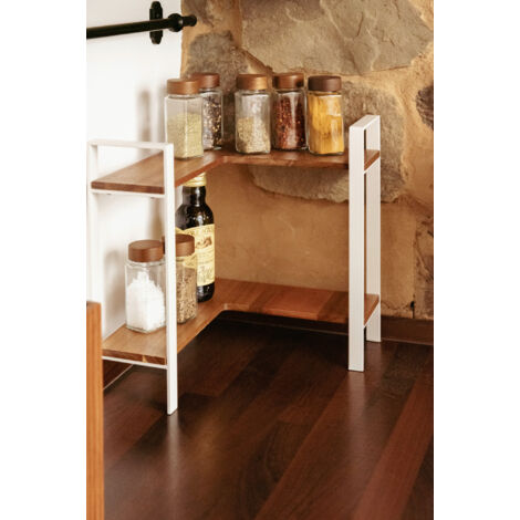 Etagère WENKO Louisa 2 étagères blanc métal rangement cuisine étagère d’angle cuisine organisateur cuisine support d’angle cuisine pour plan de travail pratique et polyvalent 30x33x30 cm