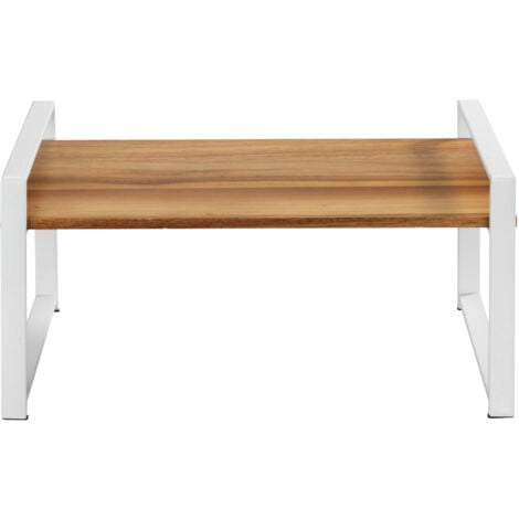 Étagère compacte de cuisine Louisa WENKO, Pieds antidérapants, Idéal pour cuisine, salle de bain, bureau, Métal et bois d'acacia, 40x20x20 cm, Bois et blanc