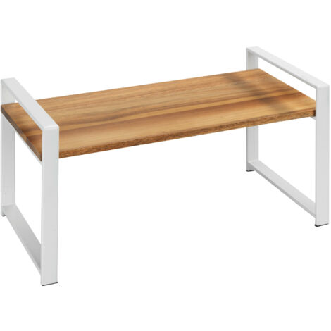 Étagère compacte de cuisine Louisa WENKO, Pieds antidérapants, Idéal pour cuisine, salle de bain, bureau, Métal et bois d'acacia, 40x20x20 cm, Bois et blanc