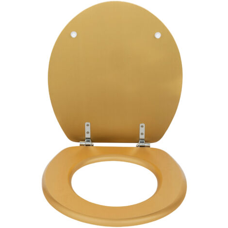 Wenko – Abattant WC en MDF 37x41 cm – Fixation inox – Résistant à l'humidité – Facile à nettoyer – Design doré mat pour salle de bain et WC invités
