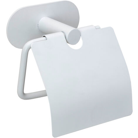 Dérouleur Papier WC Avec Couvercle WENKO Pure Blanc | Support Rouleau Salle De Bain, Plastique ABS, Dimensions 16x5x16 Cm