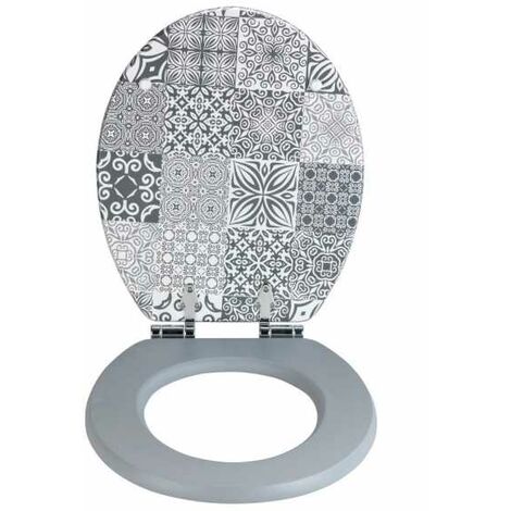 WENKO Abattant WC avec frein de chute, abattant WC clipsable avec fixation  inox, Samos gris, duroplast, 37,5 x 44,5 cm