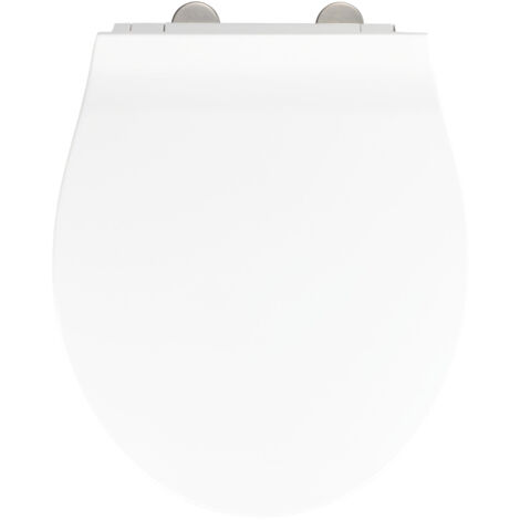 WENKO Abattant WC avec frein de chute "easy close" Orani Premium, fixation inox 'fix clip', Duroplastique, surface antibactérienne, 38x44 cm, Blanc