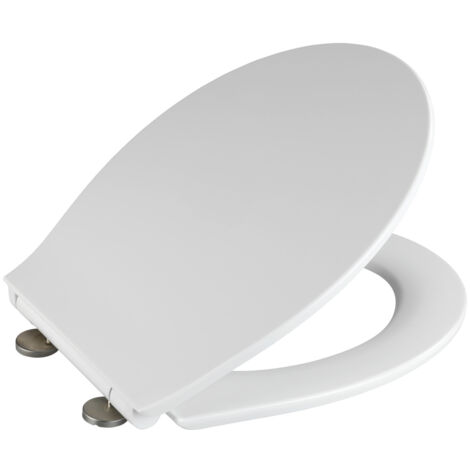 WENKO Abattant WC avec frein de chute "easy close" Orani Premium, fixation inox 'fix clip', Duroplastique, surface antibactérienne, 38x44 cm, Blanc