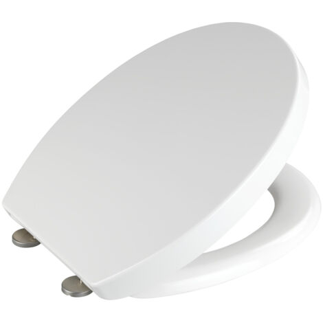 WENKO Abattant WC avec frein de chute "easy close" Bironi Premium, fixation inox 'fix clip', Duroplastique, surface antibactérienne, 39x45,5 cm, Blanc