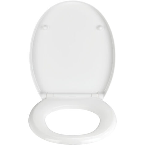 WENKO Abattant WC avec frein de chute "easy close" Bironi Premium, fixation inox 'fix clip', Duroplastique, surface antibactérienne, 39x45,5 cm, Blanc