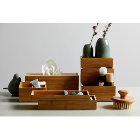 Organisateur De Salle De Bain En Bambou - 7 Compartiments Pour Rangement Maquillage Et Produits