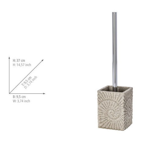 WENKO Porte Brosse WC Pion, Brosse WC Silicone noire, Céramique, 12,5x38,5x12 cm beige