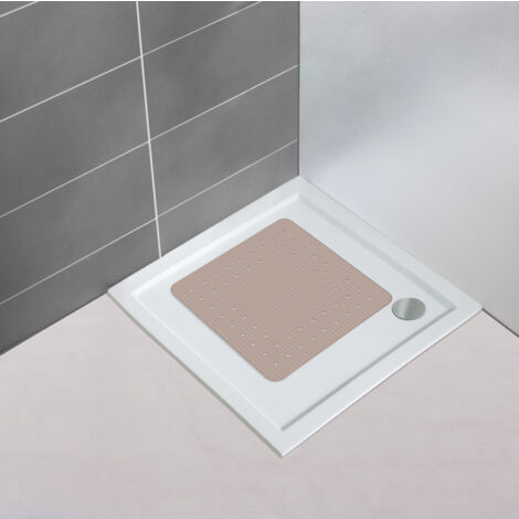 Tapis De Baignoire Antidérapant Mirasol Taupe - 69x39 Cm, En Caoutchouc Naturel, Avec Ventouses