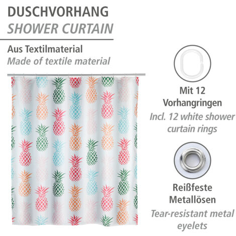 WENKO Rideau De Douche Live - Film PEVA Recyclé 180x200cm Imperméable Avec 12 Anneaux