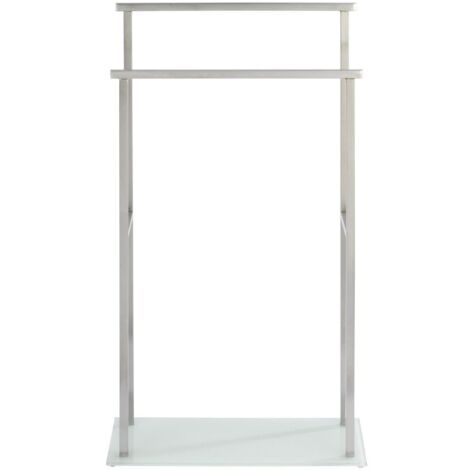 Porte-Serviettes Twin à Suspendre Wenko - 2 Barres Acier Inox - 23,5x11x9cm - Argent Mat - Gain De Place