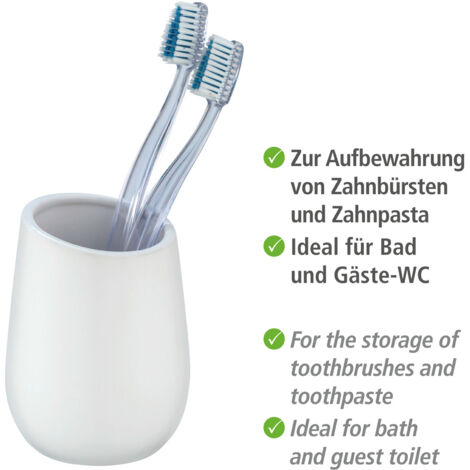 Gobelet Et Porte Brosse à Dents Wenko - Gobelet De Salle De Bain Design Marbre Odos - Blanc