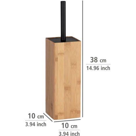 Brosse WC Padua WENKO,  Porte Brosse WC fermé, Design industriel, Tête de brosse remplaçable 6,5cm, Bambou et acier, 10x38x10cm, Bambou et noir