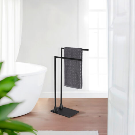 Porte-Serviettes Télescopique Uno Basic - Métal Et Plastique, Blanc - Longueur Réglable Jusqu'à 77 Cm - Fixation Murale Incluse