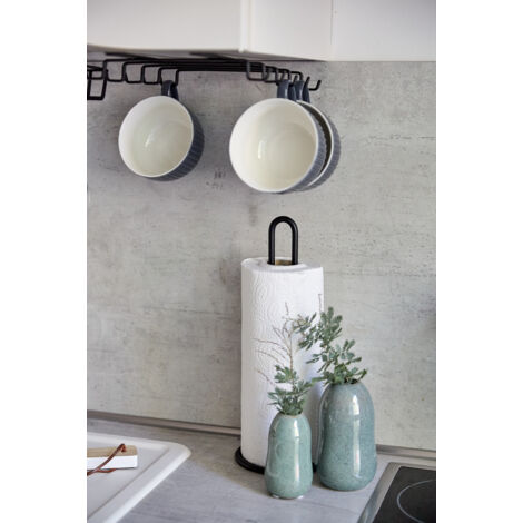 Porte Essuie-tout Métal Porte Sopalin Vertical WENKO Noir - Support Rouleau Essuie-tout H33cm - Design Moderne Cuisine Porte Essuie-tout Vertical Noir Pour Cuisine