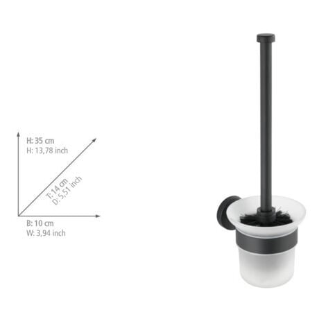 WC-Porte brosse WENKO Bosio Black 10x35 cm inox noir brosse satiné porte brosse wc noir brosse wc design brosse wc industrielle accessoires salle de bain noirs brosse wc inox noir brosse wc sans perça