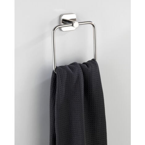 WENKO Porte Serviette Salle de bain mural Mezzano, Anneau porte serviette mural, Acier Inox, 16x18x5,5 cm, Brillant