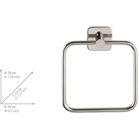 WENKO Porte Serviette Salle de bain mural Mezzano, Anneau porte serviette mural, Acier Inox, 16x18x5,5 cm, Brillant