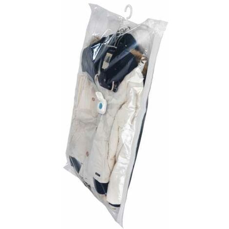 WENKO Housse de rangement sous vide, XL, housse de rangement vêtement à  suspendre, 75% d'économie de place, protège les textiles de l'humidité et  des mites, Plastique, 145x70 cm, Transparent