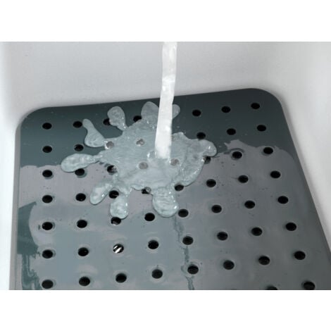 WENKO Fond d'évier Cristal, Tapis d'évier de protection contre les rayures, protection vaisselle, Plastique, 27,5 x 31 cm, Gris