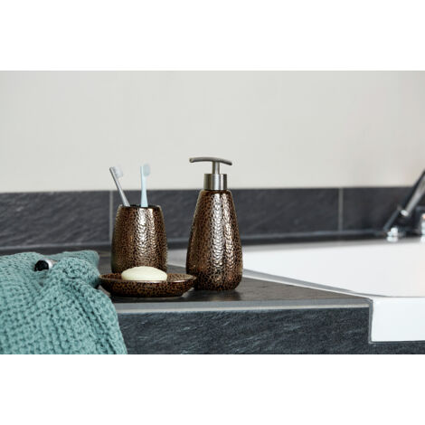 Lot de 5 distributeurs de savon à coque en résine, porte-brosse à dents, porte-savon, gobelet, accessoires de salle de bain｜Homary